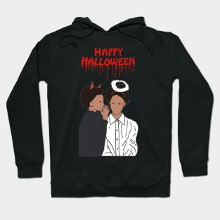 Happy Halloween Devil and Angel Whisper Hoodie